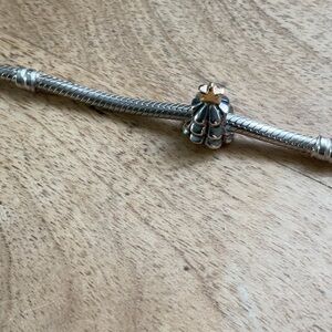 Pandora 7 inch snake chain 925 bracelet with Christmas tree ornament charm